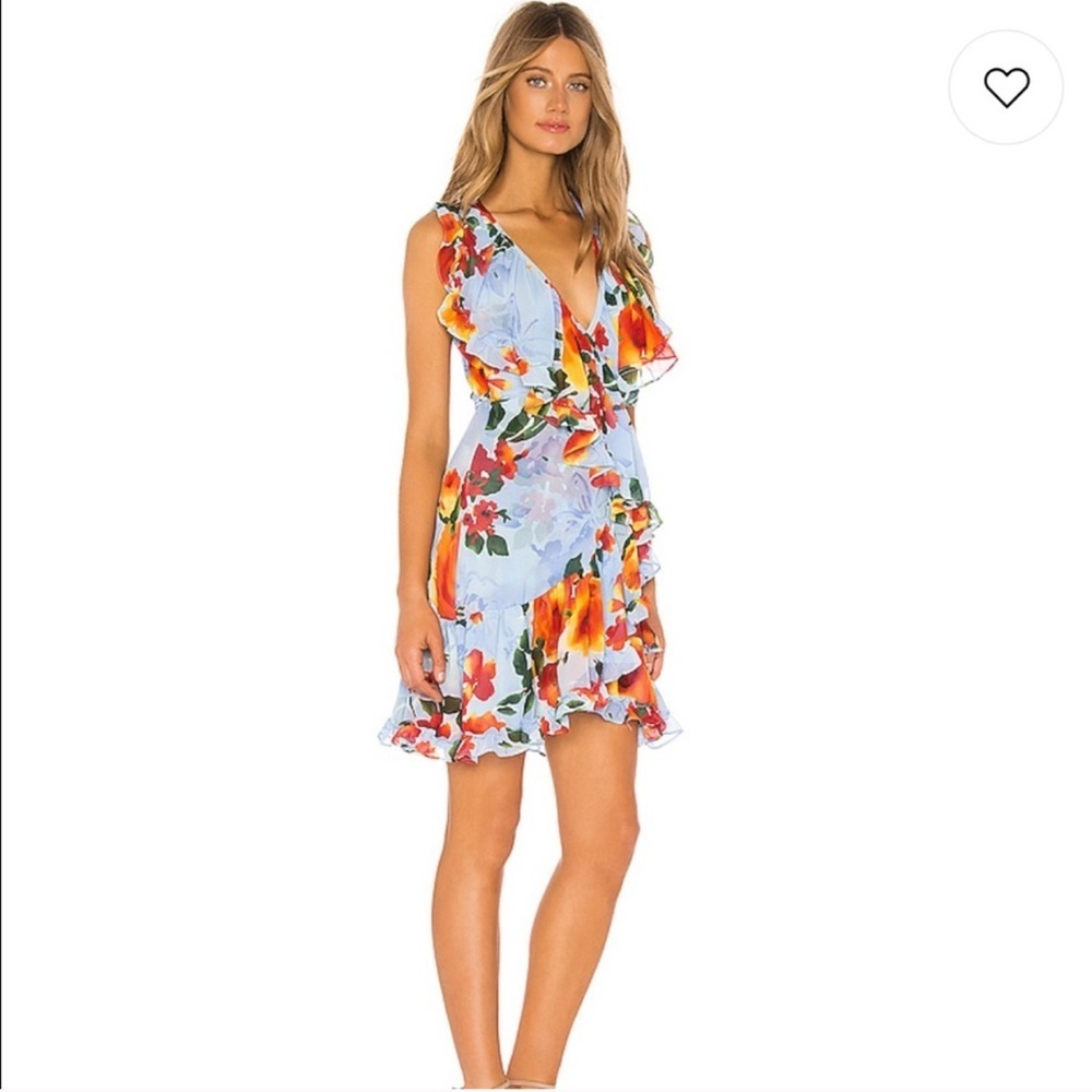 Misa Los Angeles Blue wrap dress